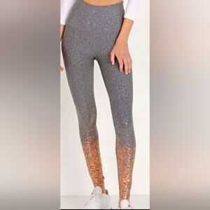 Beyond Yoga Alloy Ombre Sparkle High Waisted Midi Legging Grey & Copper Size S